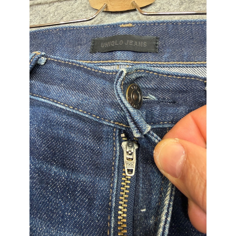Uniqlo Selvedge Jeans Mens 32x33 Blue Slim Straight Kaihara Japanese Raw Denim - Picture 4 of 15